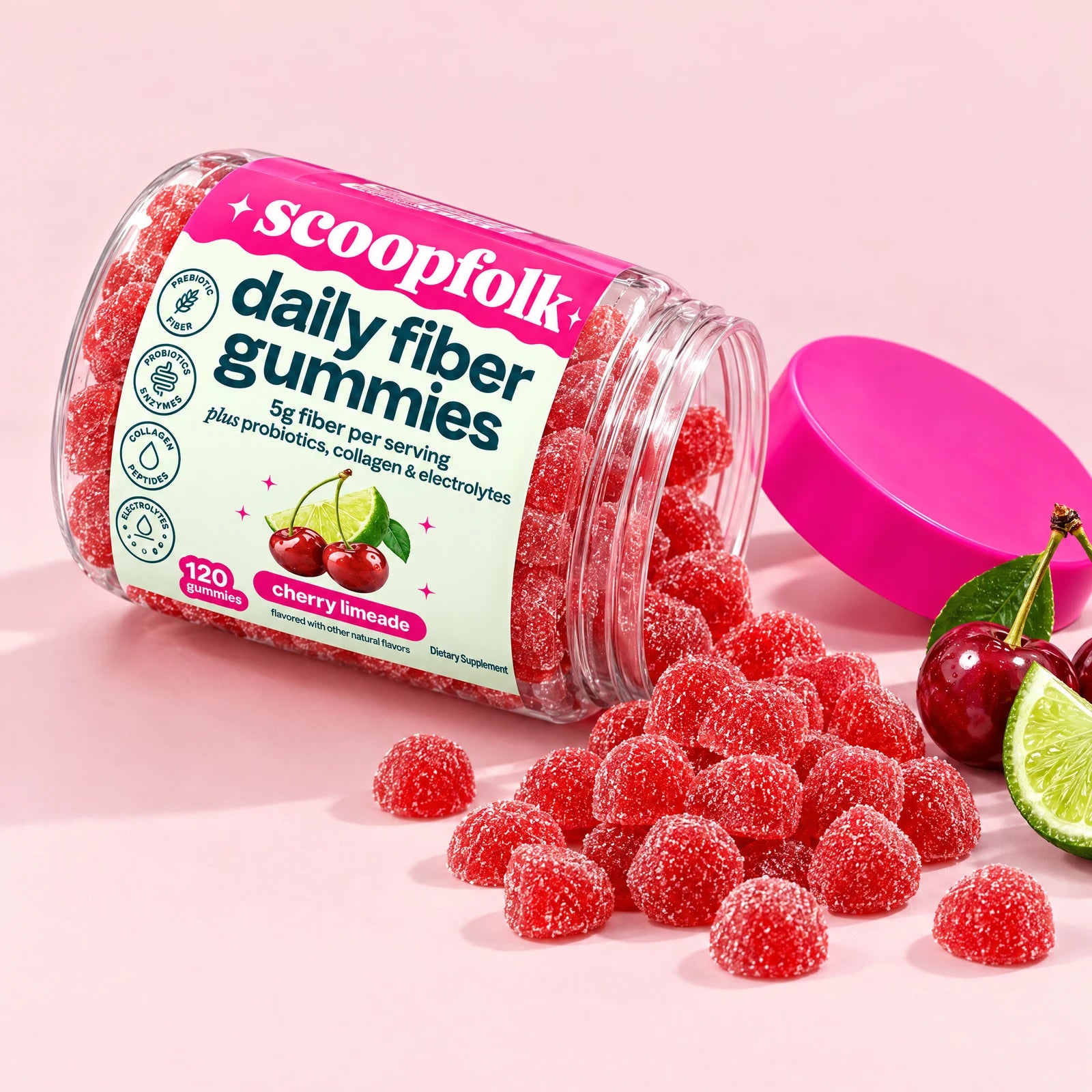 Scoopfolk Cherry Limeade gummies close-up